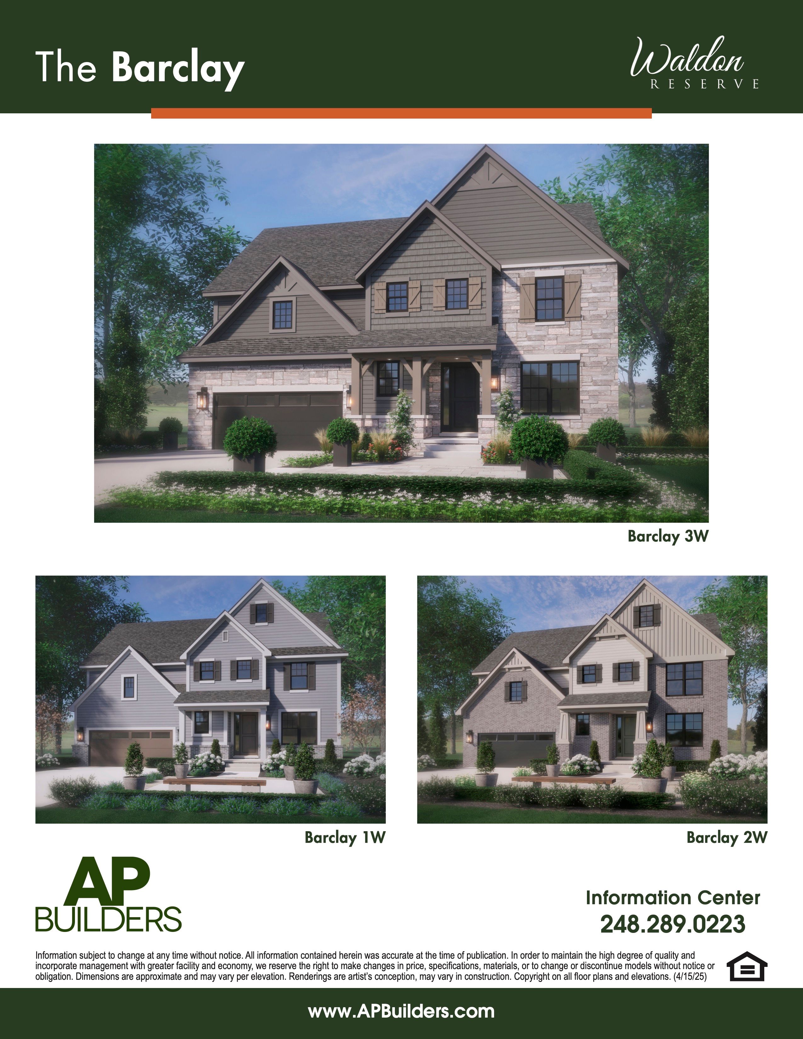 The Barclay 1W - Waldon Reserve: Lake Orion, Michigan - AP Builders