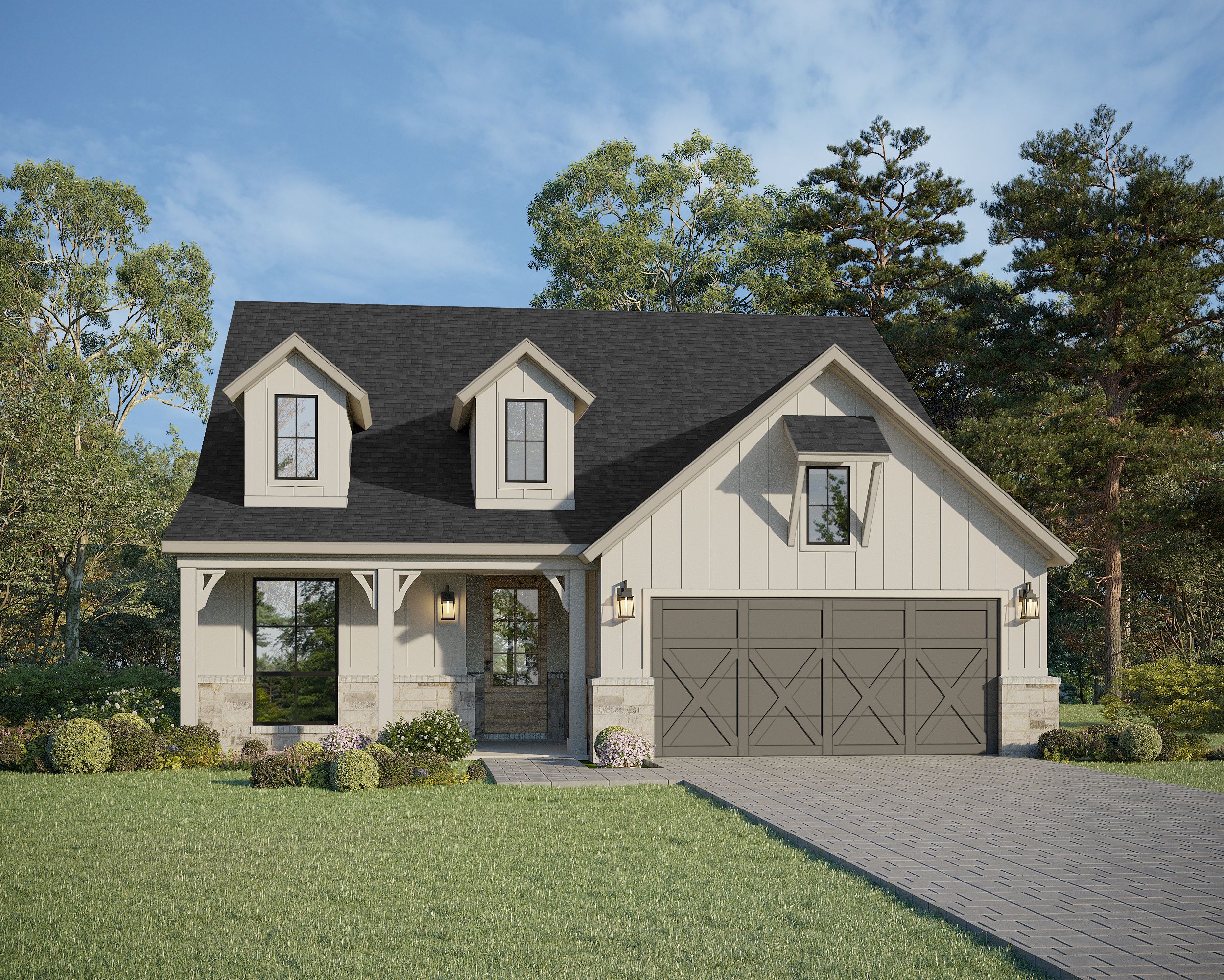 Plan 1544 Elevation B w/ Stone