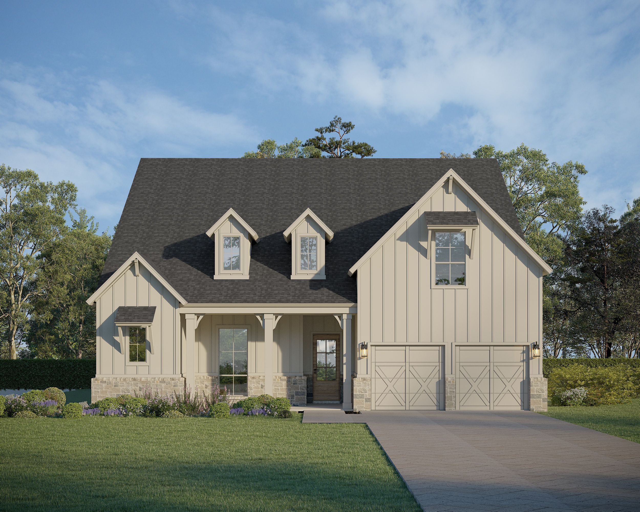 Plan 1632 Elevation K w/ Stone