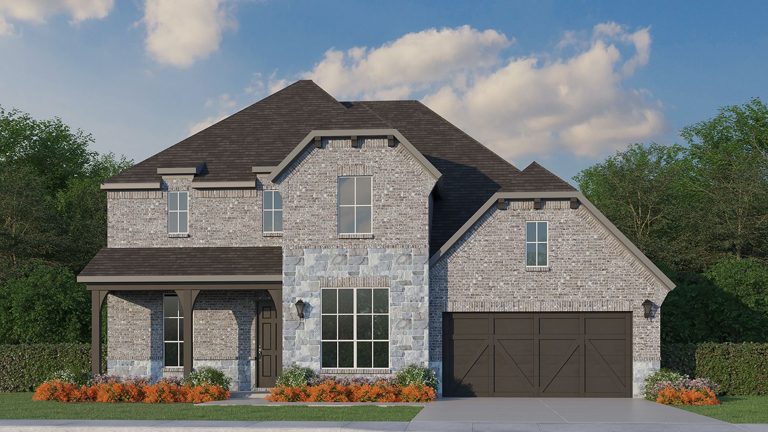 Plan 1639 Elevation A with Stone