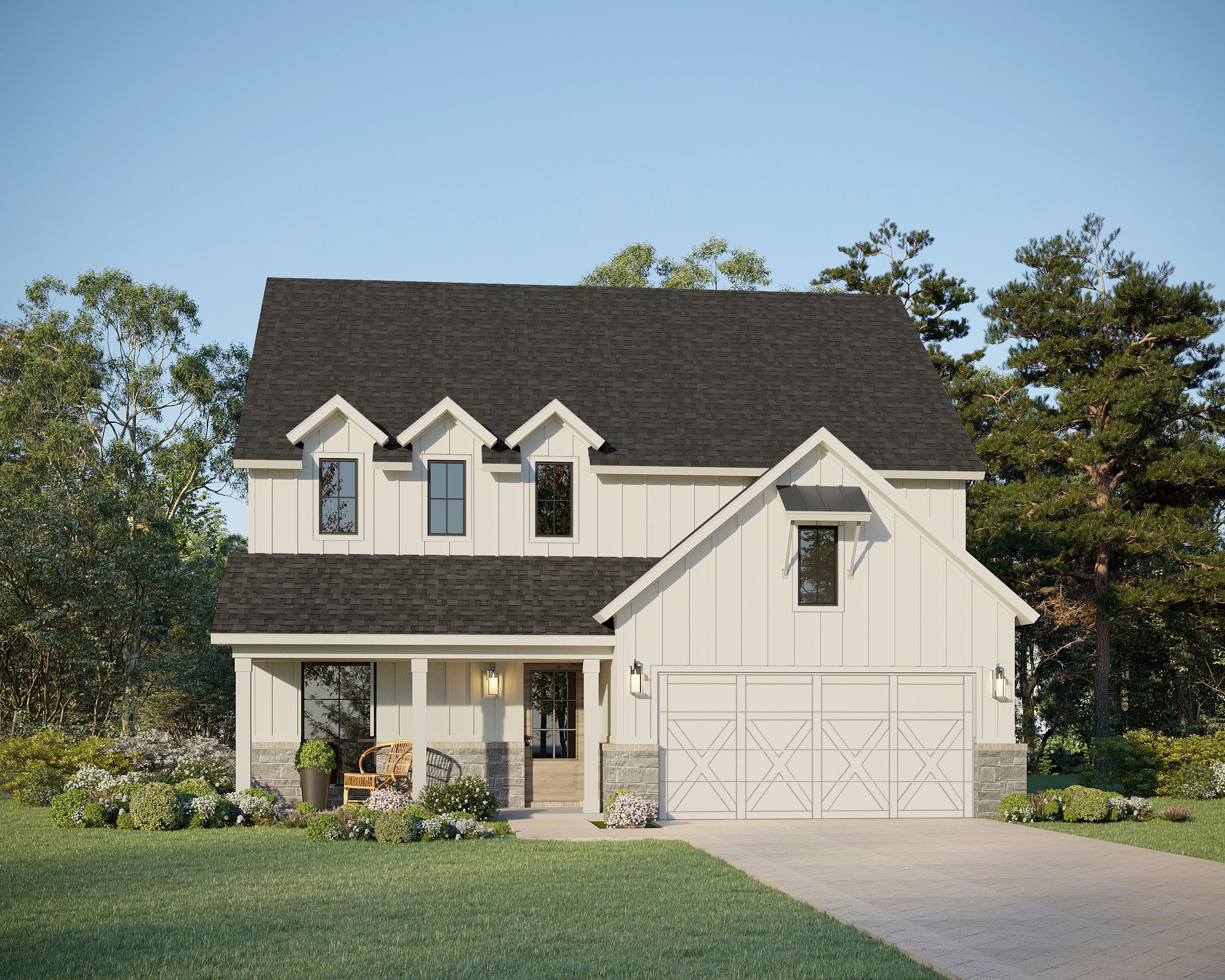 Plan 1567 Elevation B with Stone