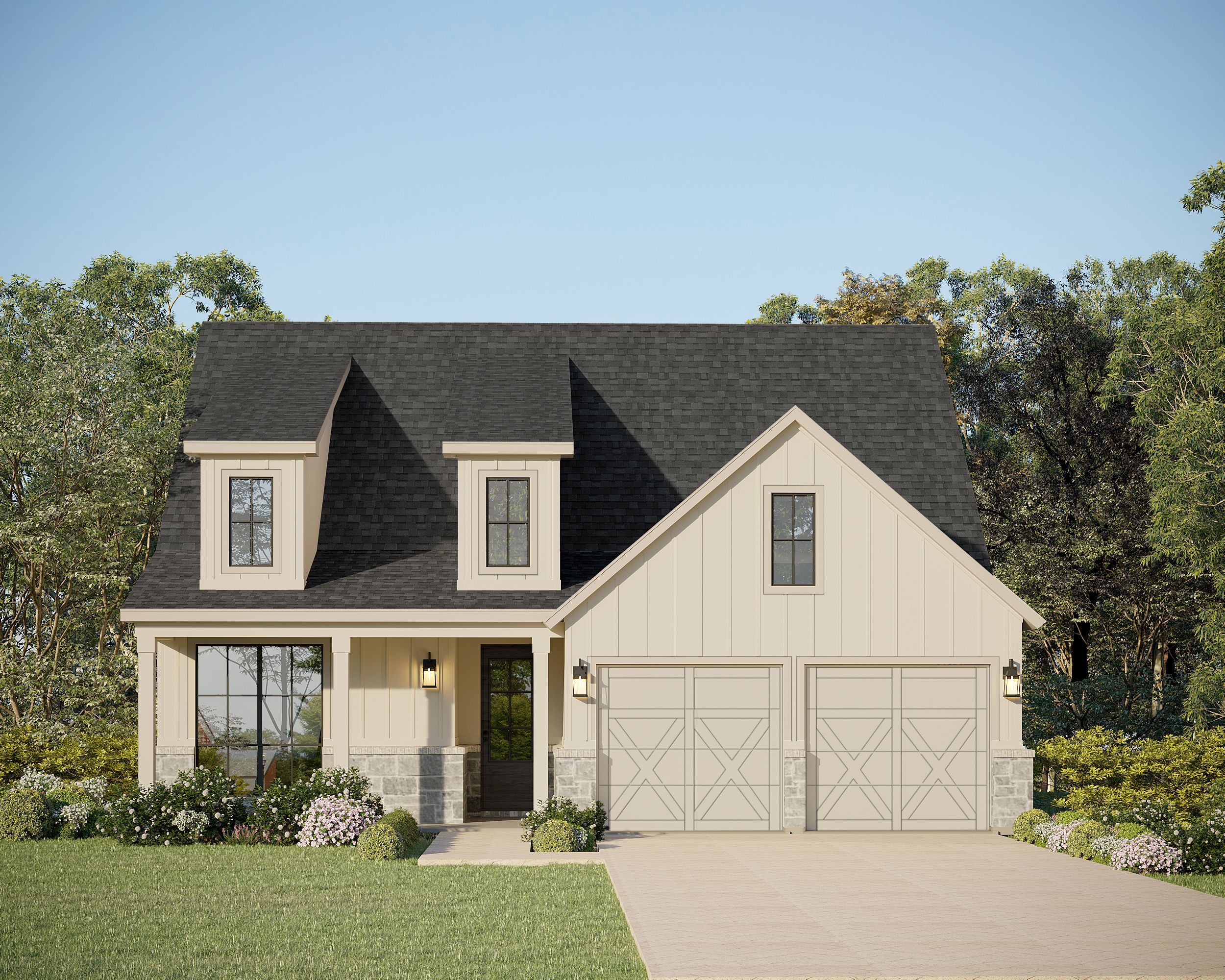 Plan 1561 Elevation B with Stone