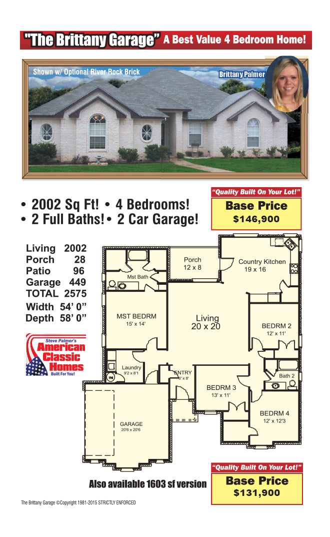 The Brittany Garage - American Classic Homes: Waco, Texas - American Classic Homes
