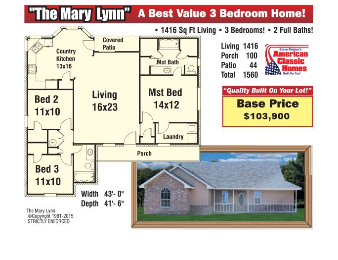 The 
          Mary Lynn - American Classic Homes: Waco, Texas - American Classic Homes