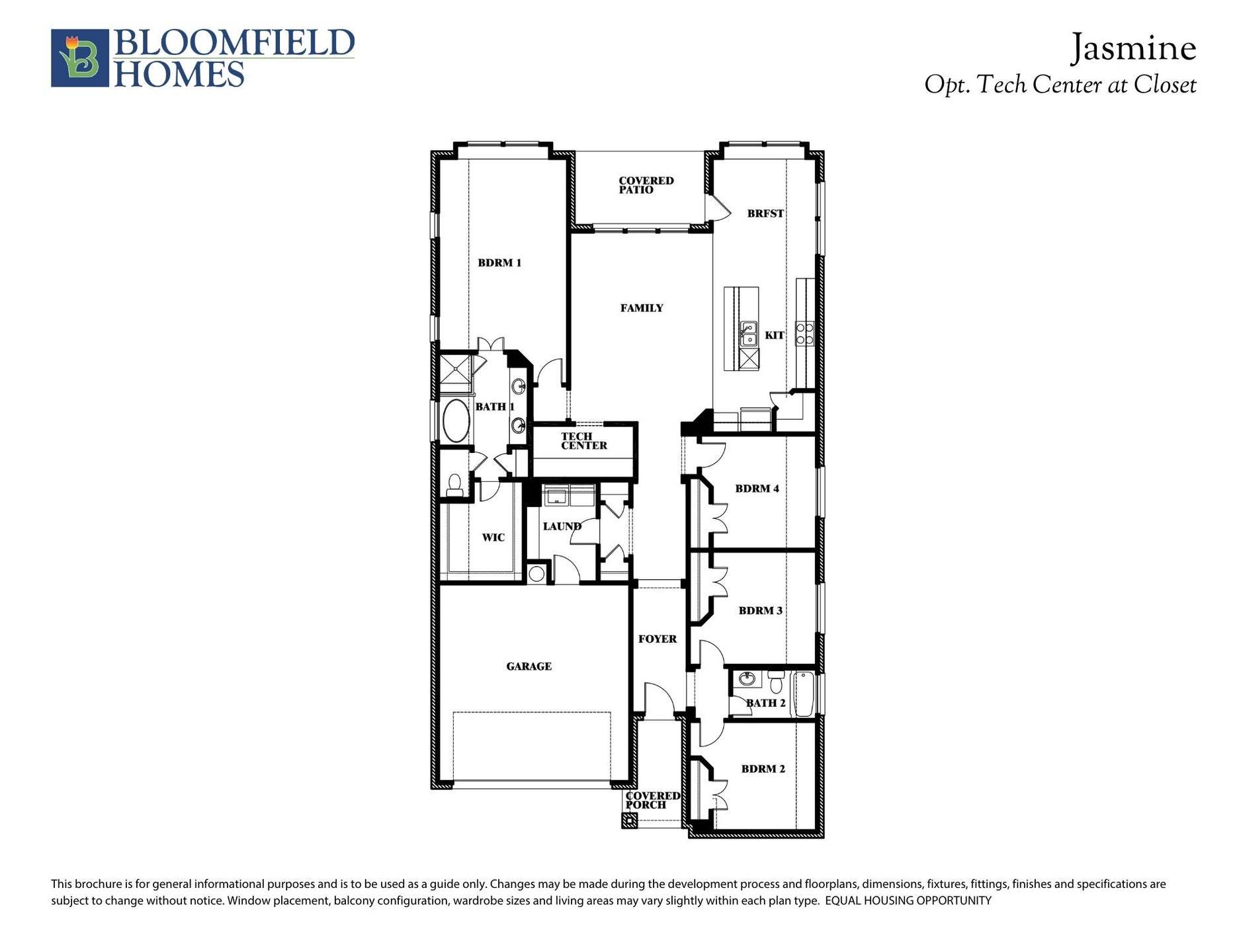 Jasmine Floor Plan with Optional Tech Center