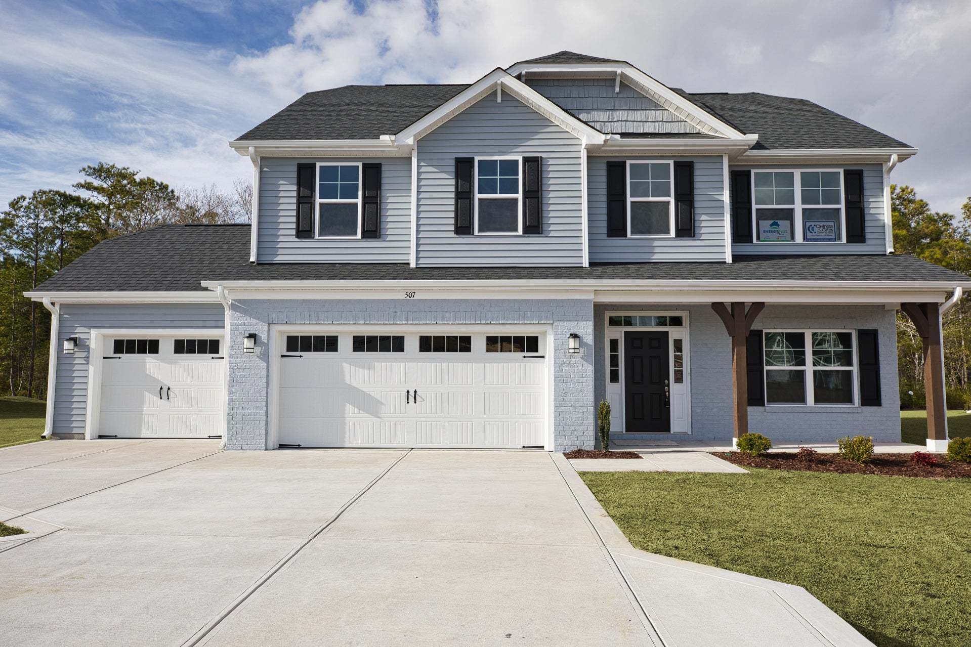 Elevation B with 3-Car Garage Option and Painted Brick
