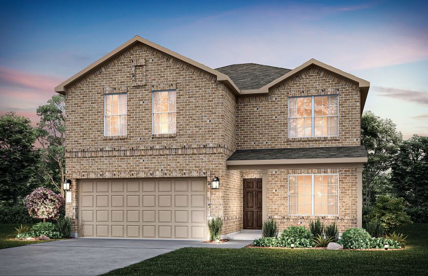 The Enloe, a one-story home with 2-car garage, shown with Home Exterior LS201