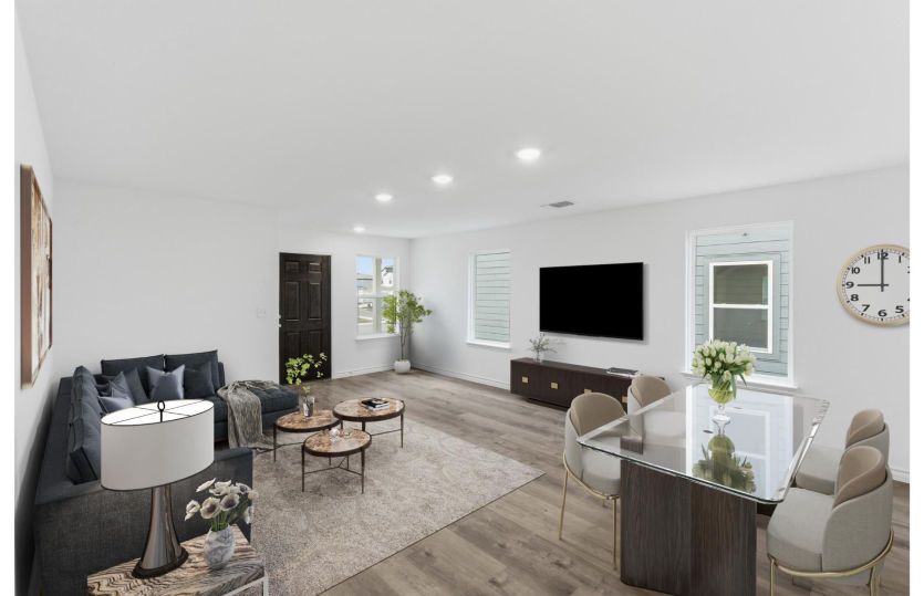Gathering room off kitchen and dining areas *photo depicts features that may vary in actual home