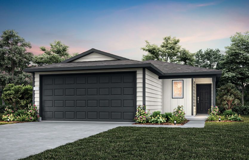 The Llano, a one-story home with 2-car garage, showing home exterior HC101