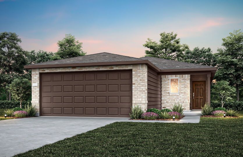 The Llano, a one-story home with 2-car garage, showing home exterior LS101