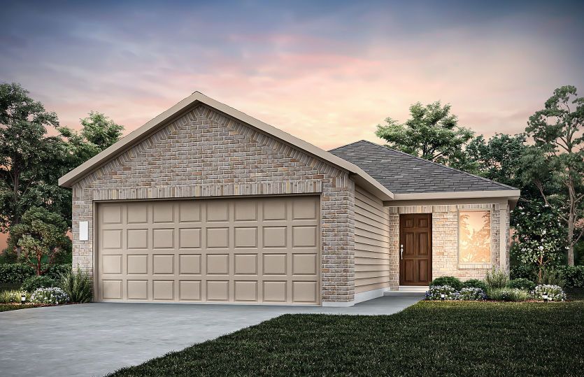 The Kemp, a one-story home design with 2-car garage, Exterior LS101
