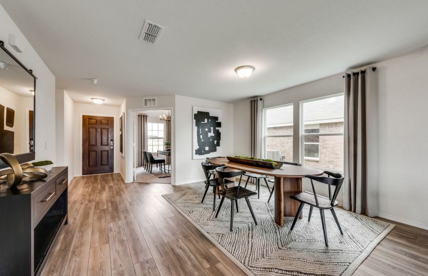 Dining area with large windows