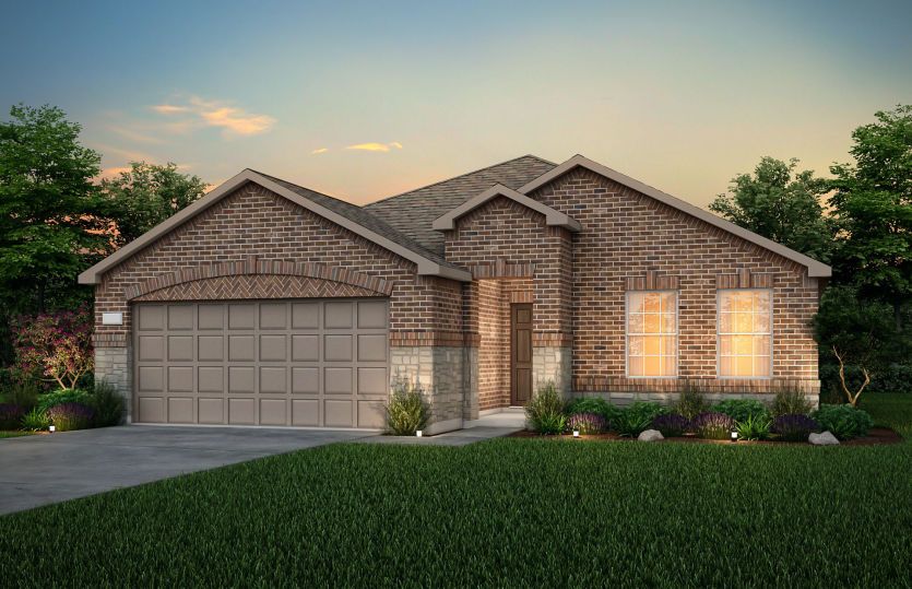 The Eastgate, a one-story home with 2 car garage, shown with Home Exterior LS201