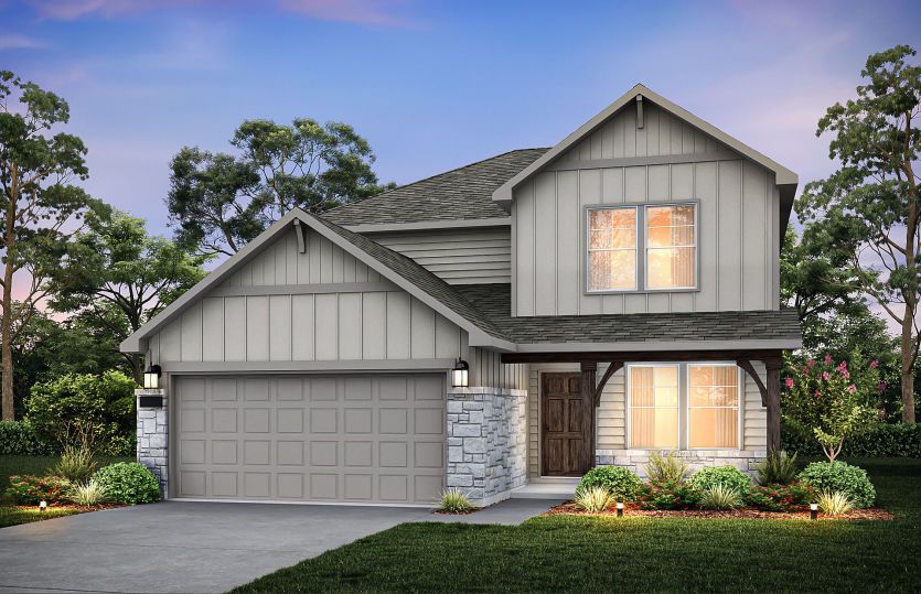 The Mesilla, a two-story home with 2-car garage, shown with Home Exterior HC201