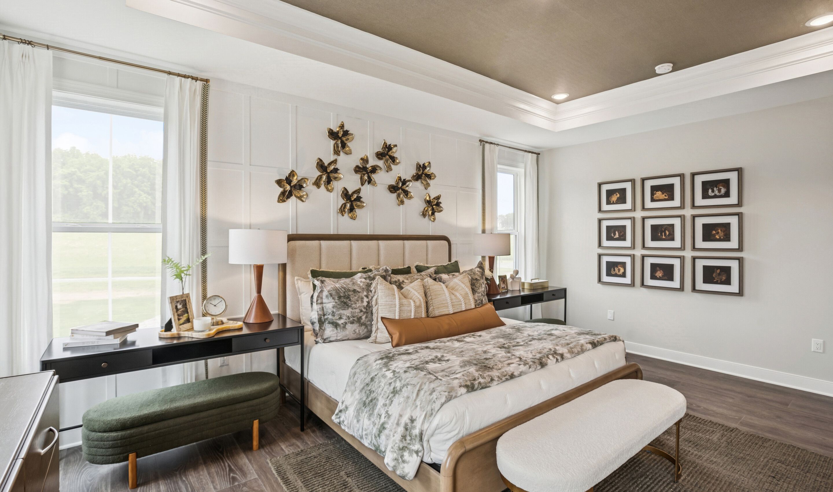 Primary suite with decorative feature wall