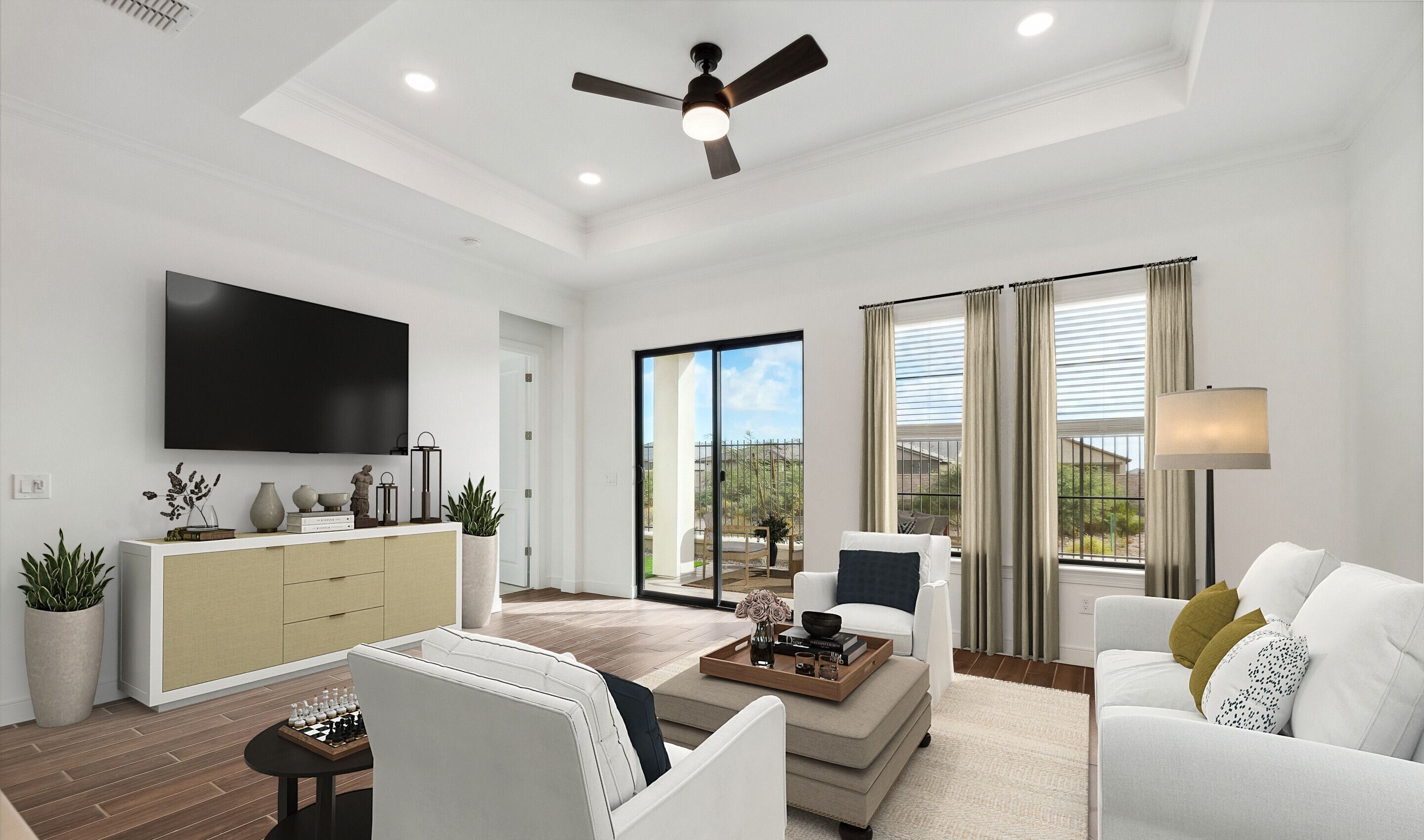 Great room with sliding doors to the outdoors