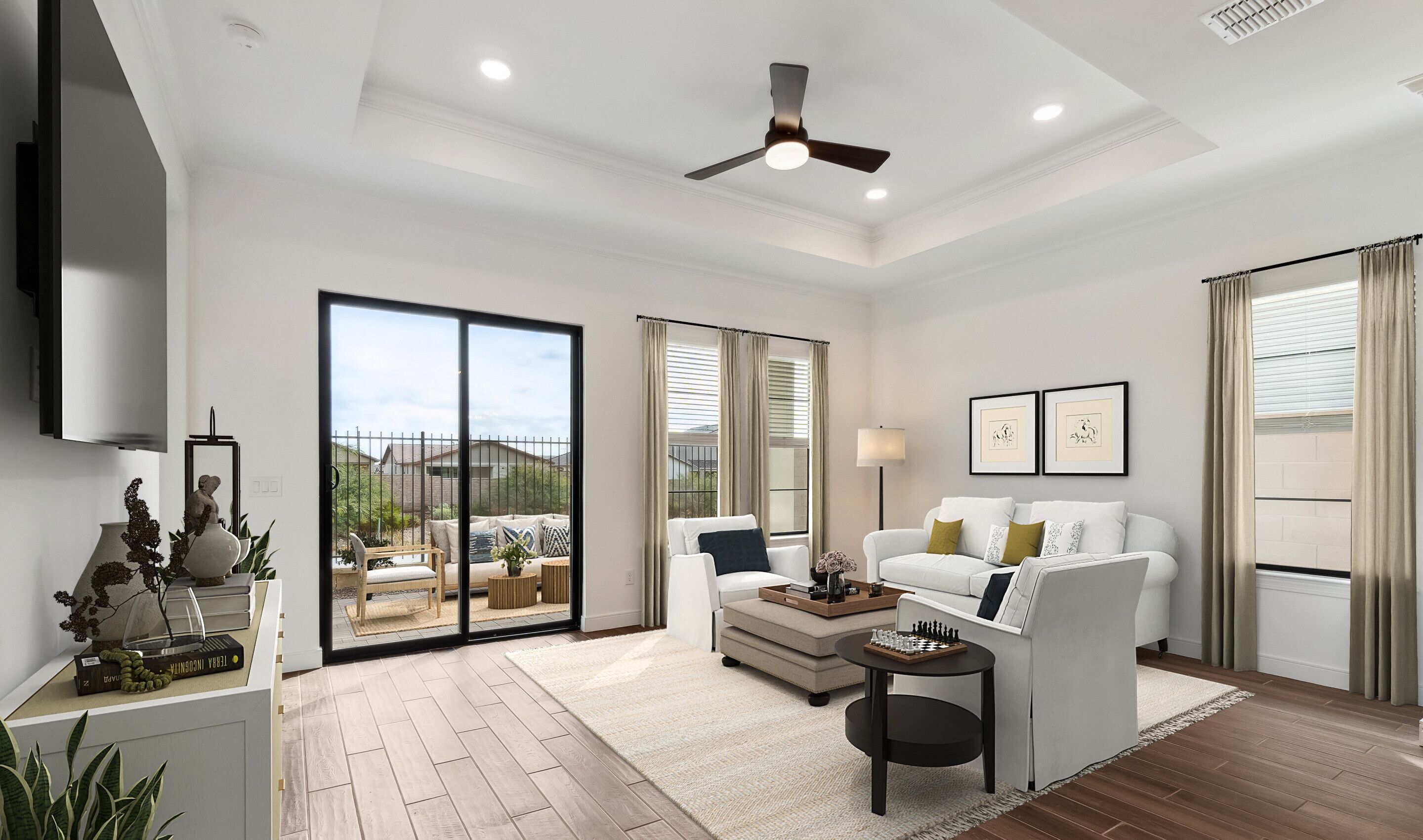 Great room with luxurious tile flooring