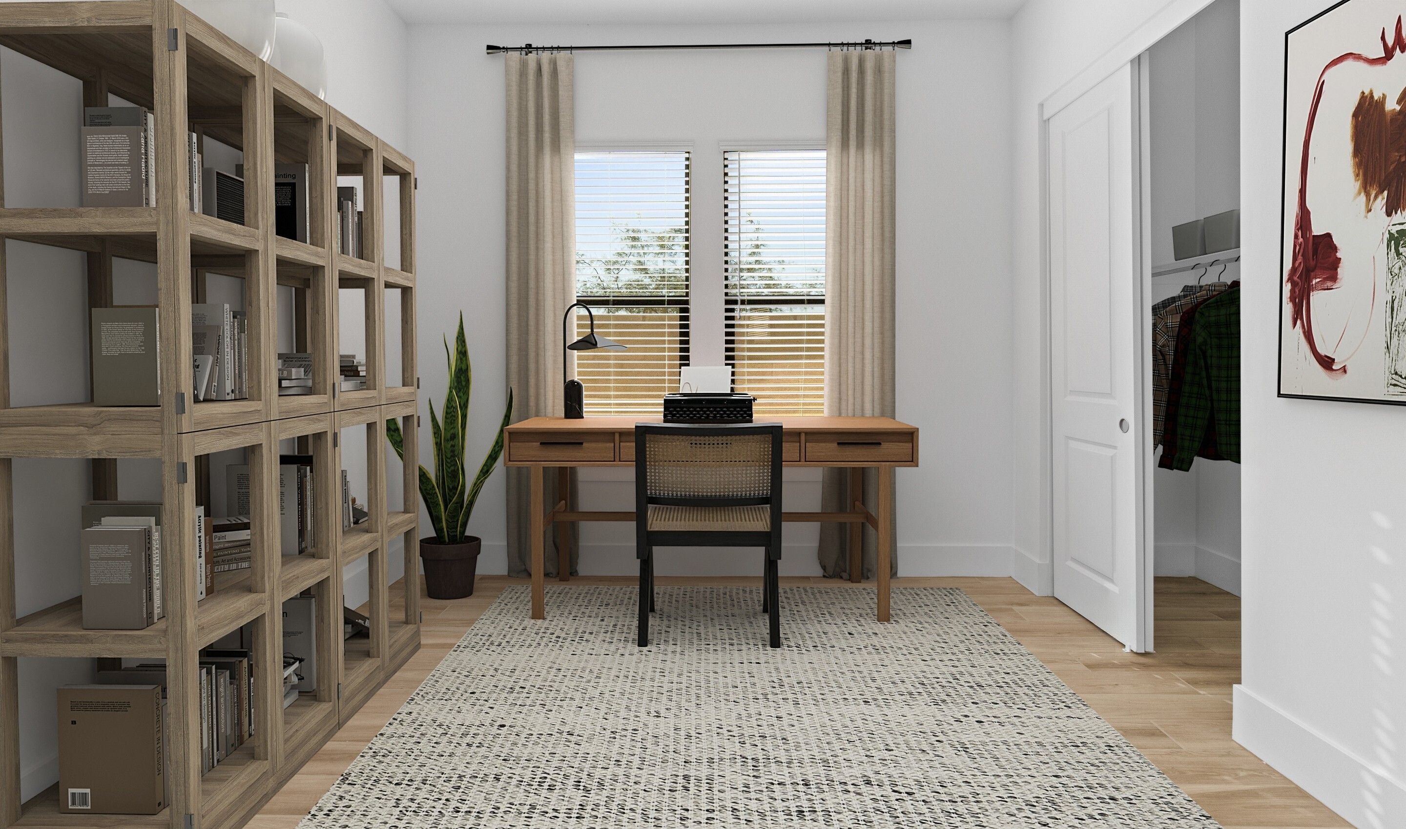 Home office with closet