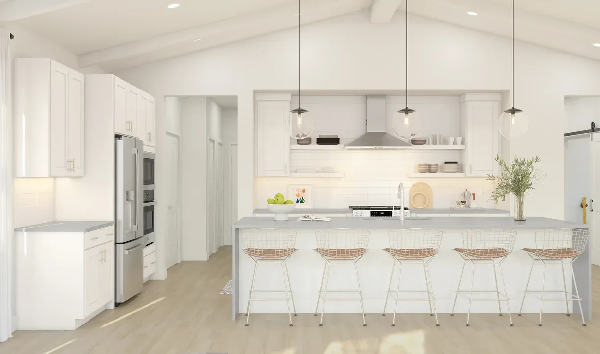 Kitchen with pendant lighting