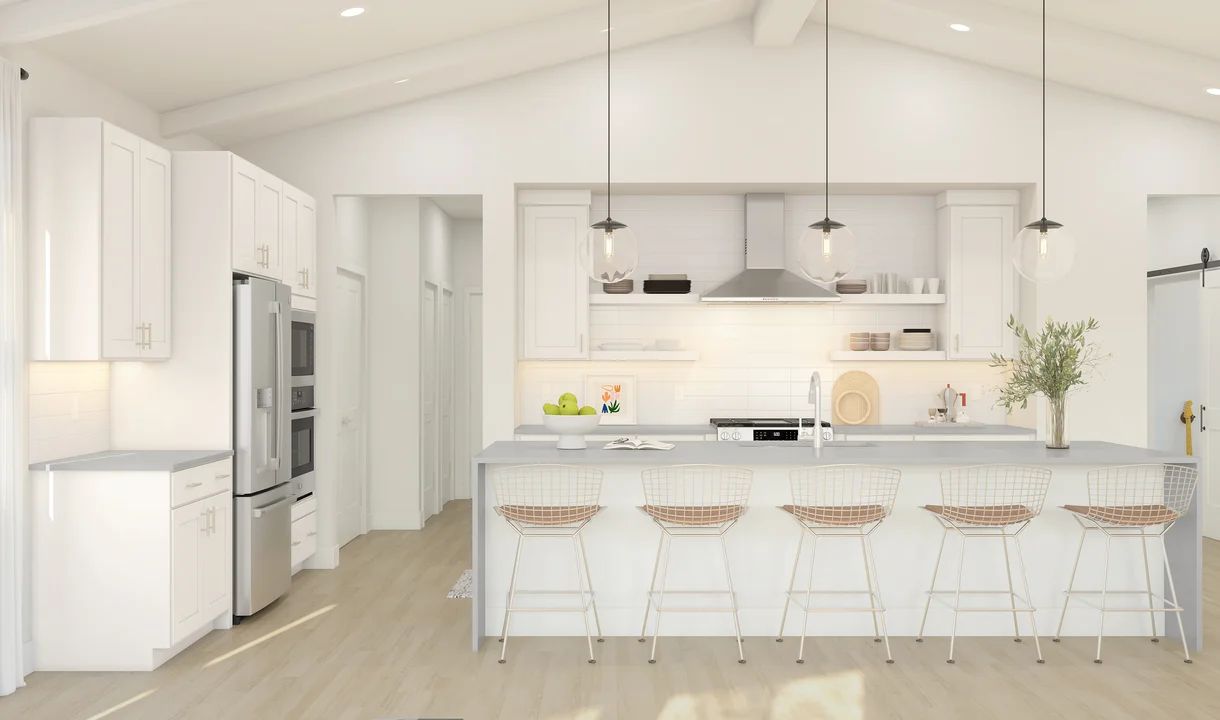 Kitchen with pendant lighting