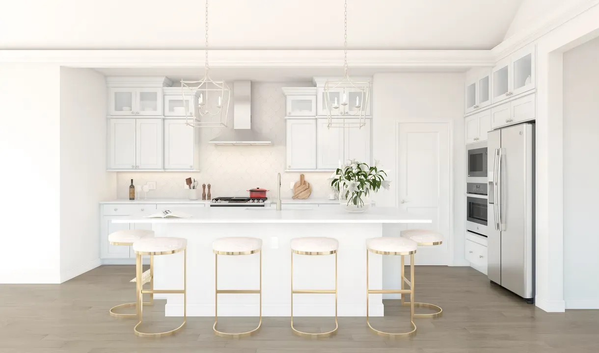 Kitchen with pendant lighting