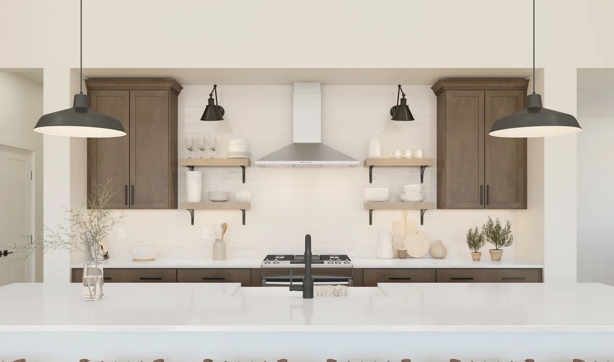 Kitchen with open shelving