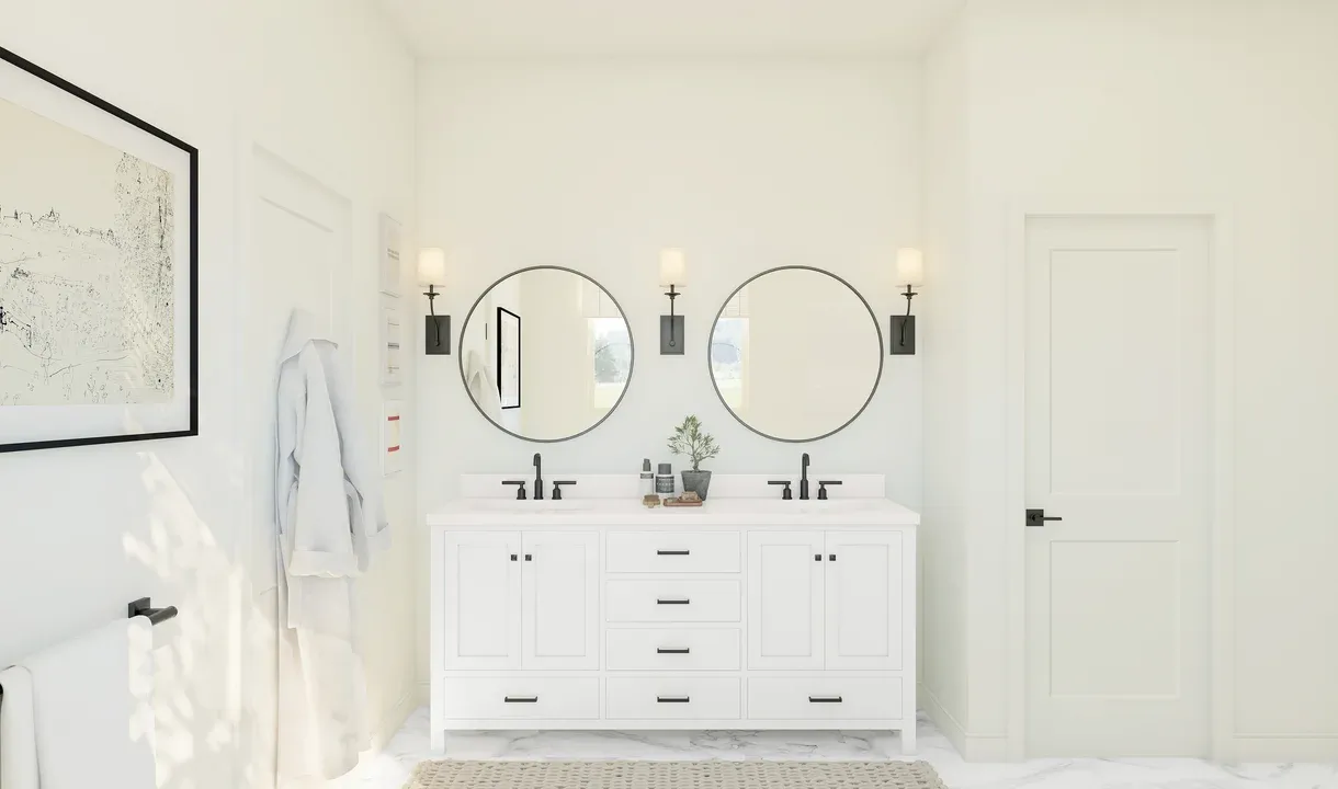 Primary bath with matte black fixtures