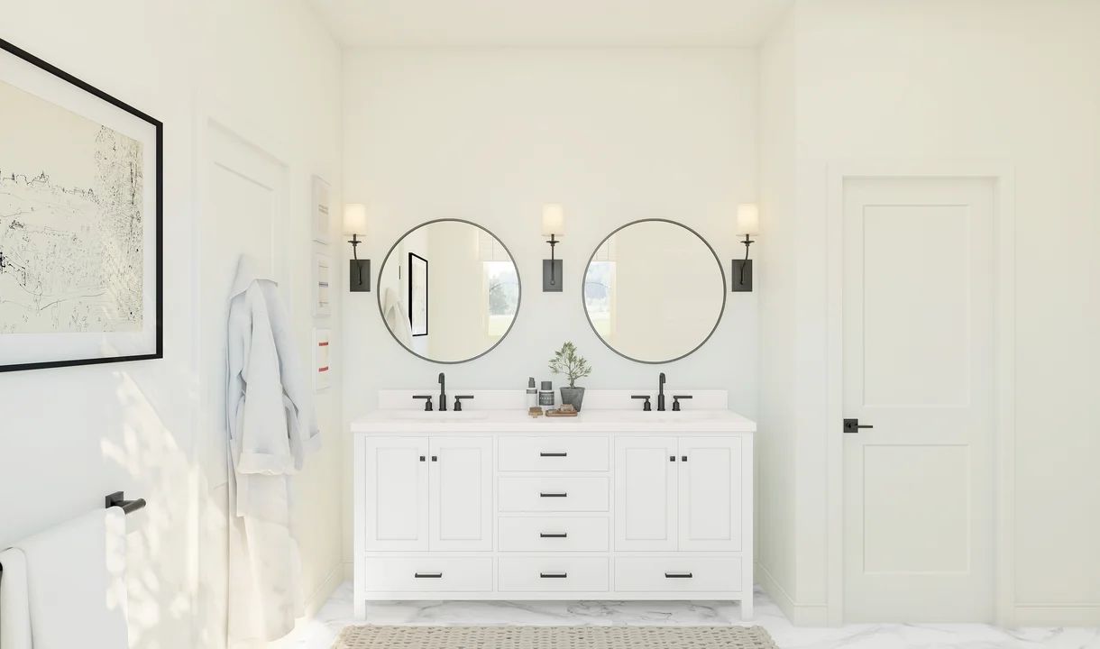 Primary bath with matte black fixtures
