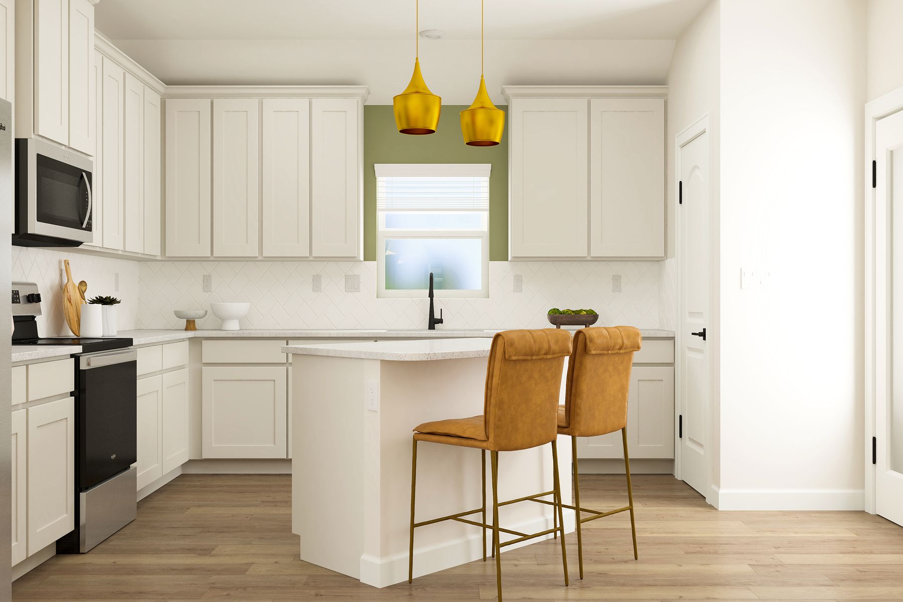 This home has three rooms that can be used as work spaces or bedrooms.