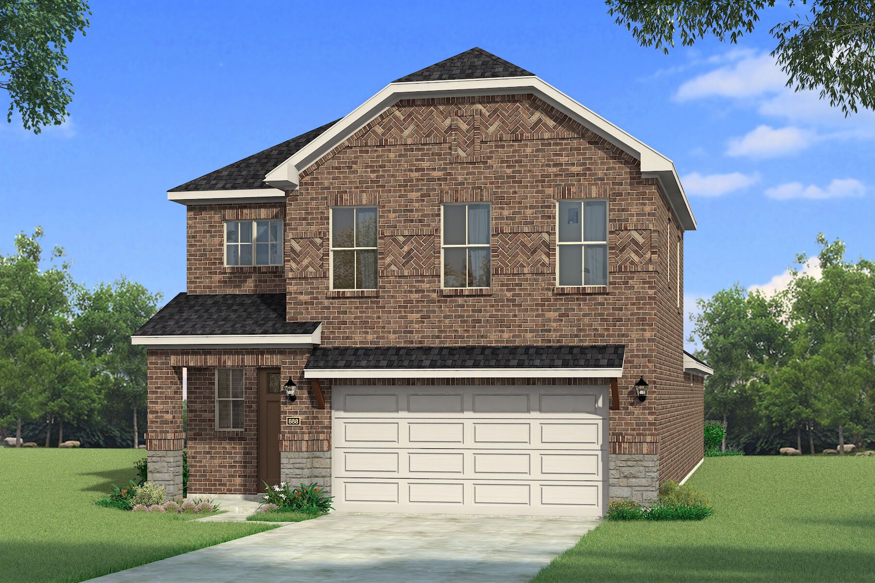 The Bonhill - Hill Country with Stone Elevation