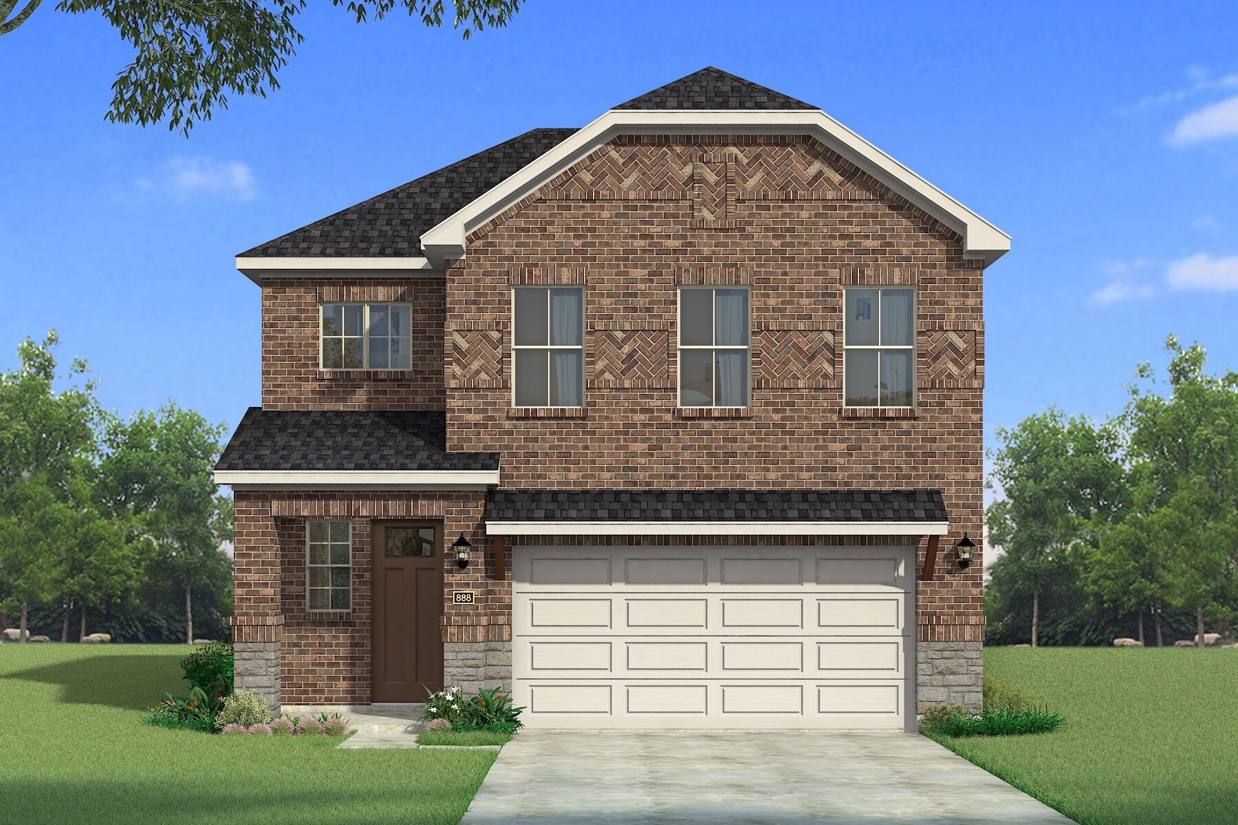 The Bonhill - Hill Country with Stone Elevation