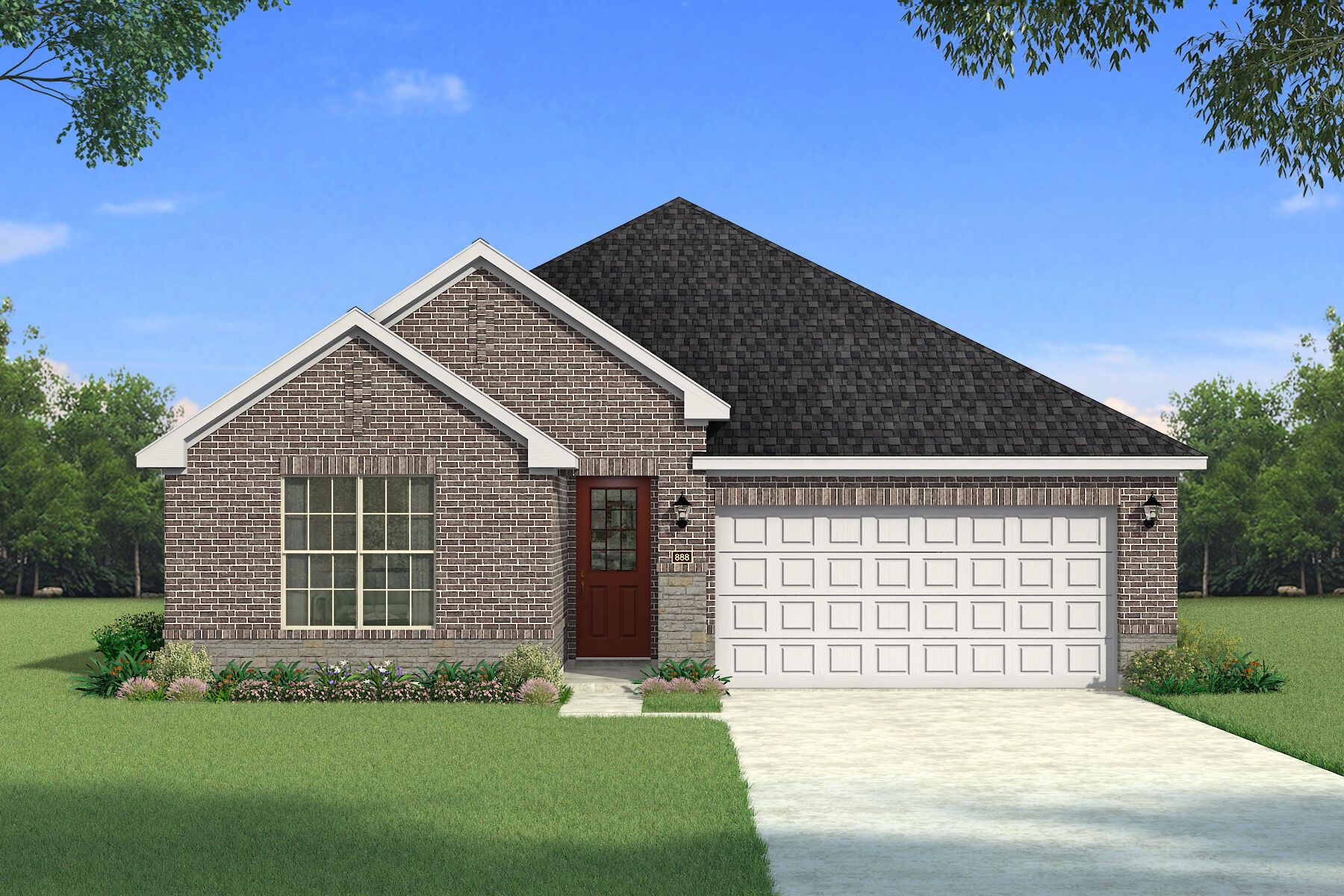 The Kiara - Traditional 2 with Stone Elevation