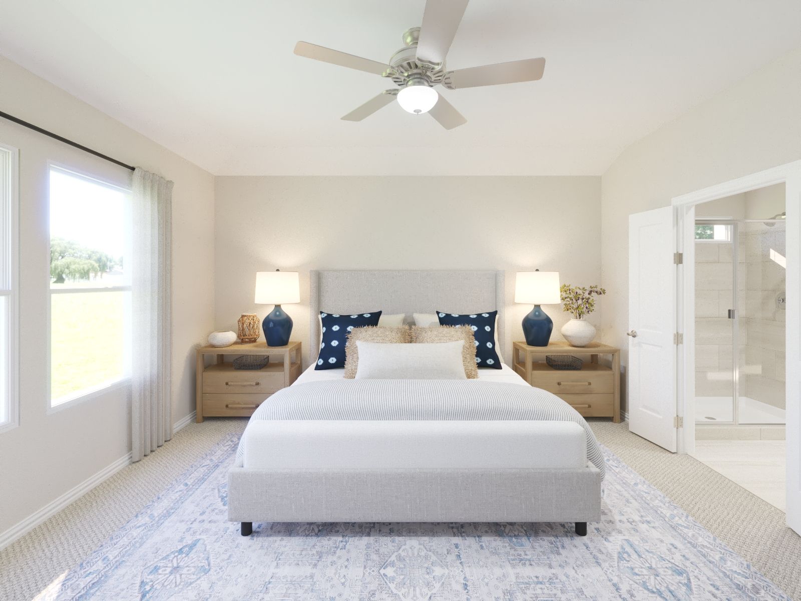 Downstairs primary suite offers privacy and tranquility