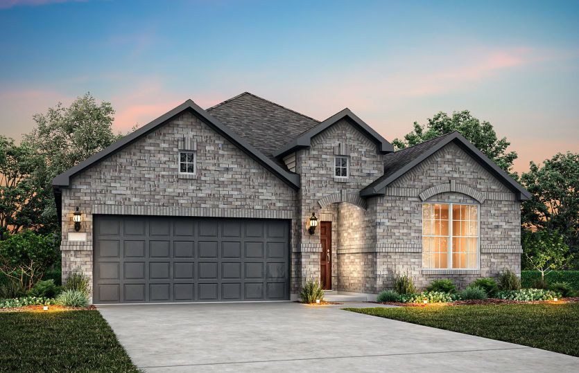 The Parker, a one-story home with 2-car garage, shown with Home Exterior 33