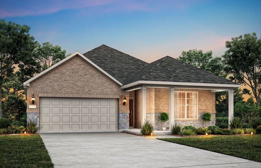The Parker, a one-story home with 2-car garage, shown with Home Exterior 37