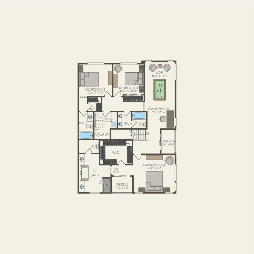 Second Floor 5 br / 4 ba