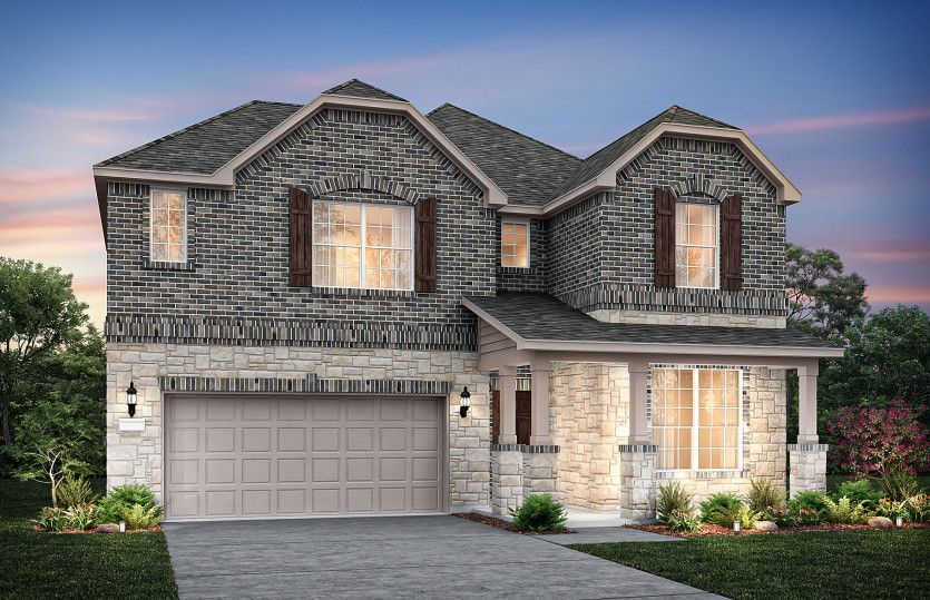 The San Marcos, a 2-story new construction home with shutters, shown with Home Exterior C