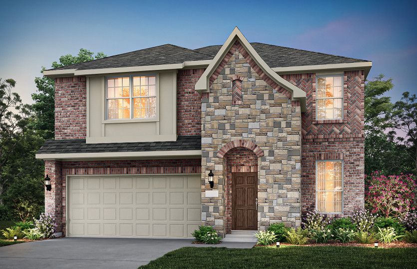 The Hamilton, a two-story home with 2-car garage, shown as Home Exterior B