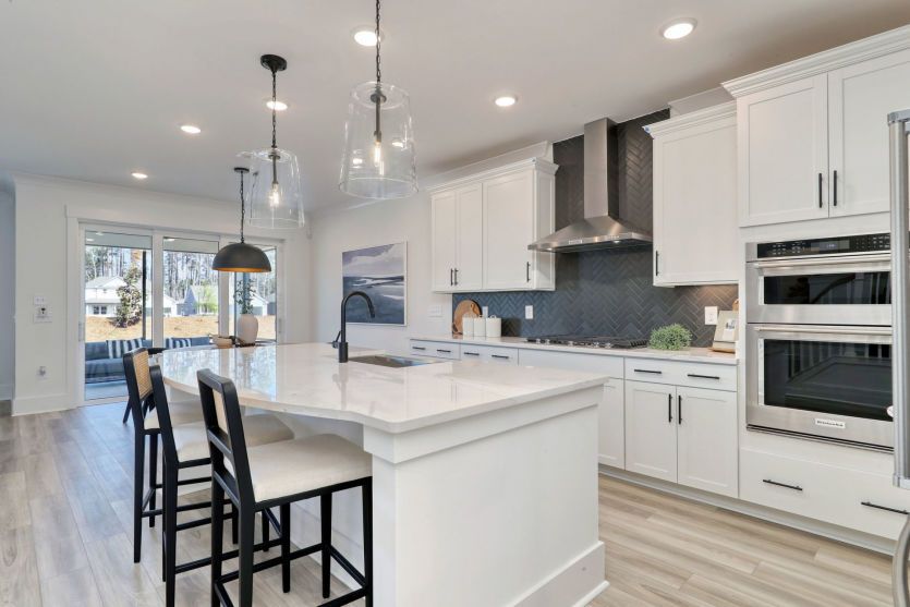 Large kitchen island with seating.