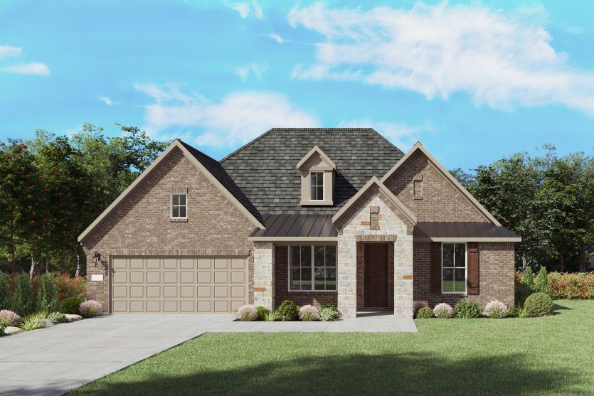 The Azle, a one-story new home design shown with home exterior FC 201