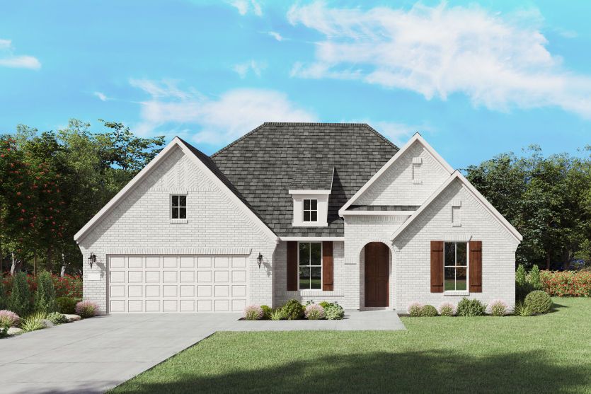 The Azle, a one-story new home design shown with home exterior FC 202