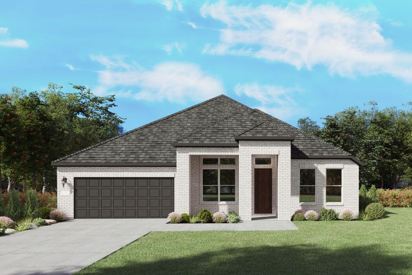 The Azle, a one-story new home design shown with home exterior TR 201