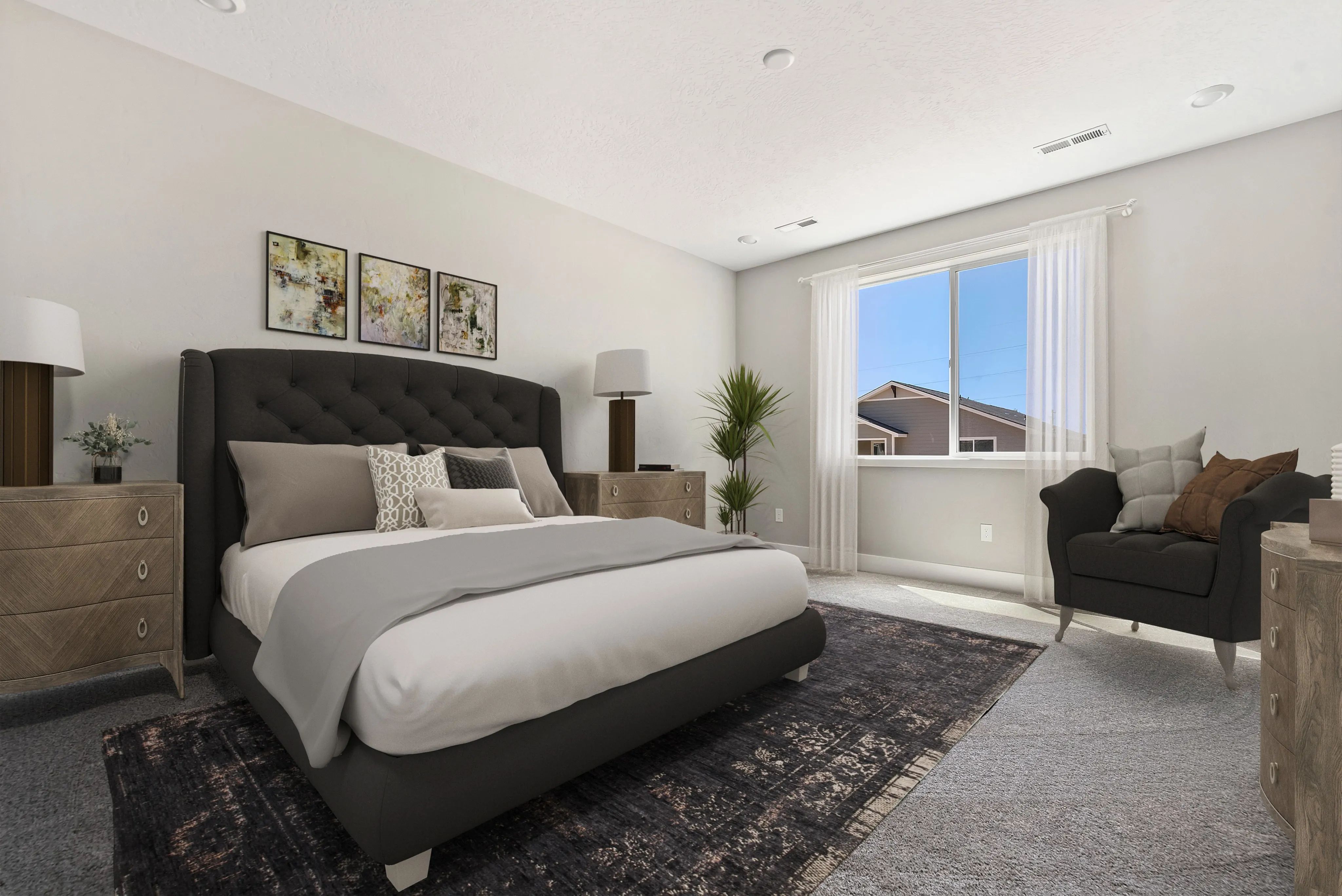 Virtually Staged Primary Bed
