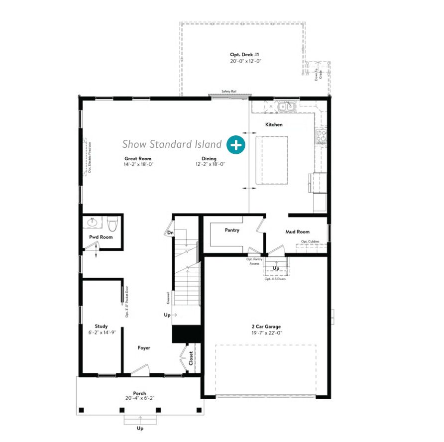 Main Level with Extended Kitchen Island