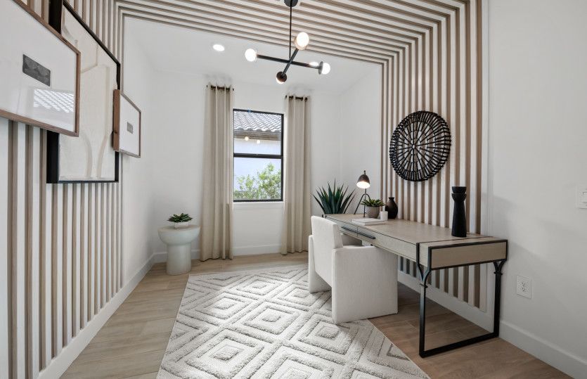 Flex space with french doors and large window