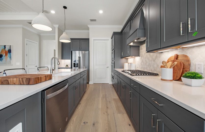 Designer finishes, stainless steel appliances and stylish kitchen backsplash