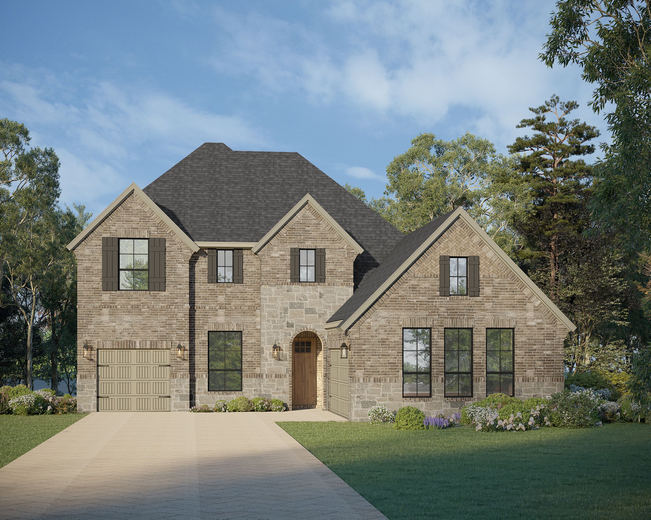 Exterior:Plan 1647 Elevation E w/ Stone