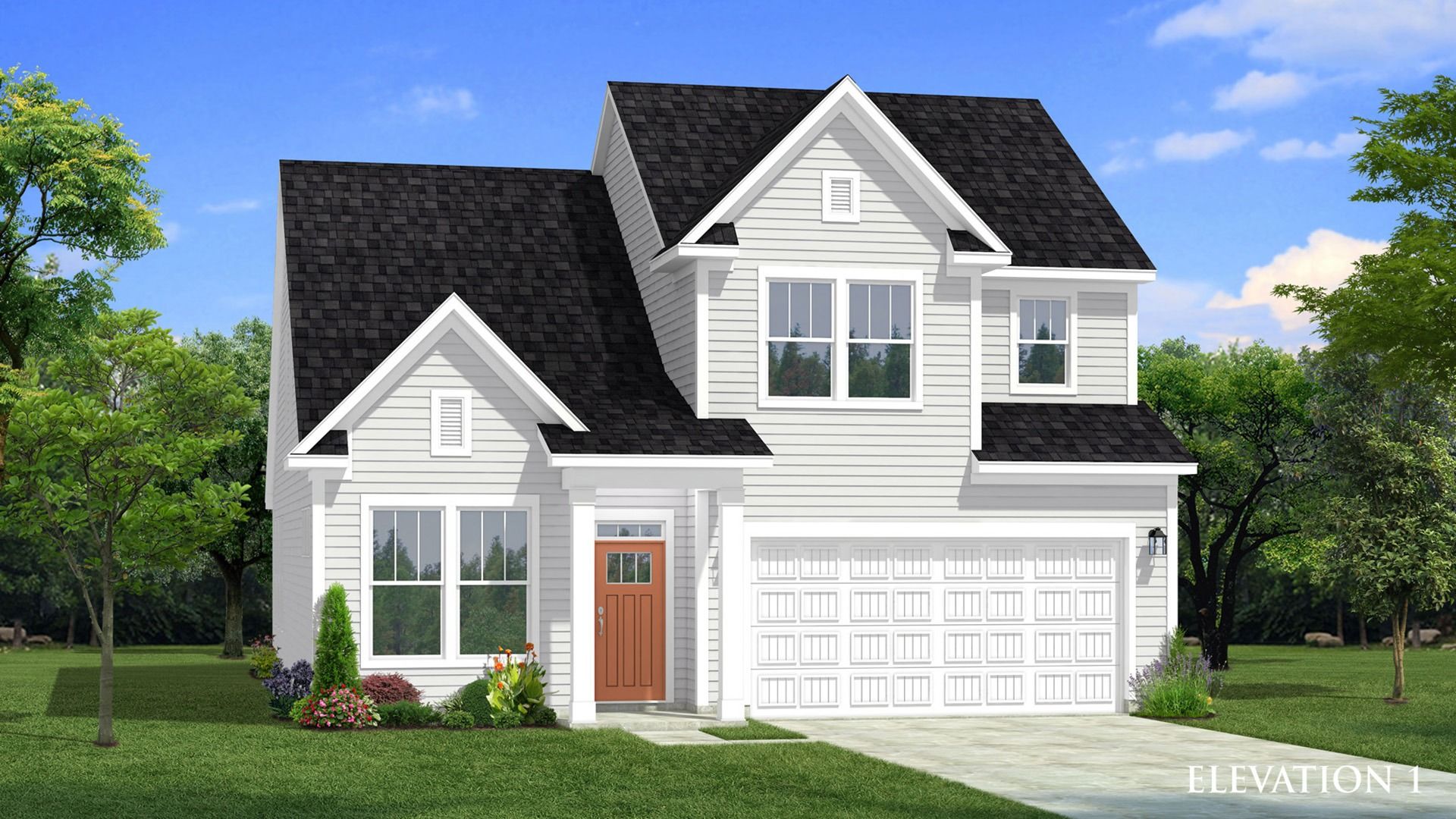 Elevation 1:Rendering of elevation 1 of the Finley Design at the new Barton Hollow community
