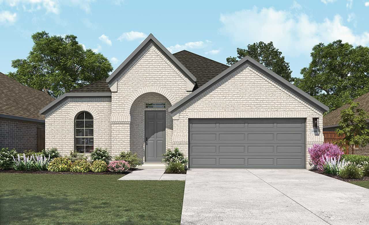 Elegant single-family home design with modern architecture.:Elevation L