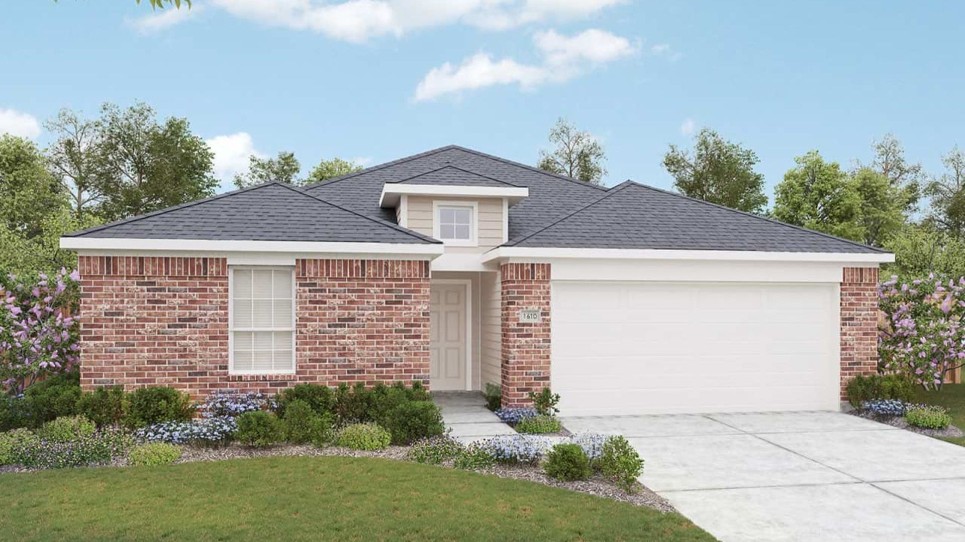 Brick Single-Family Home Design in Modern Residential Architecture:Elevation A